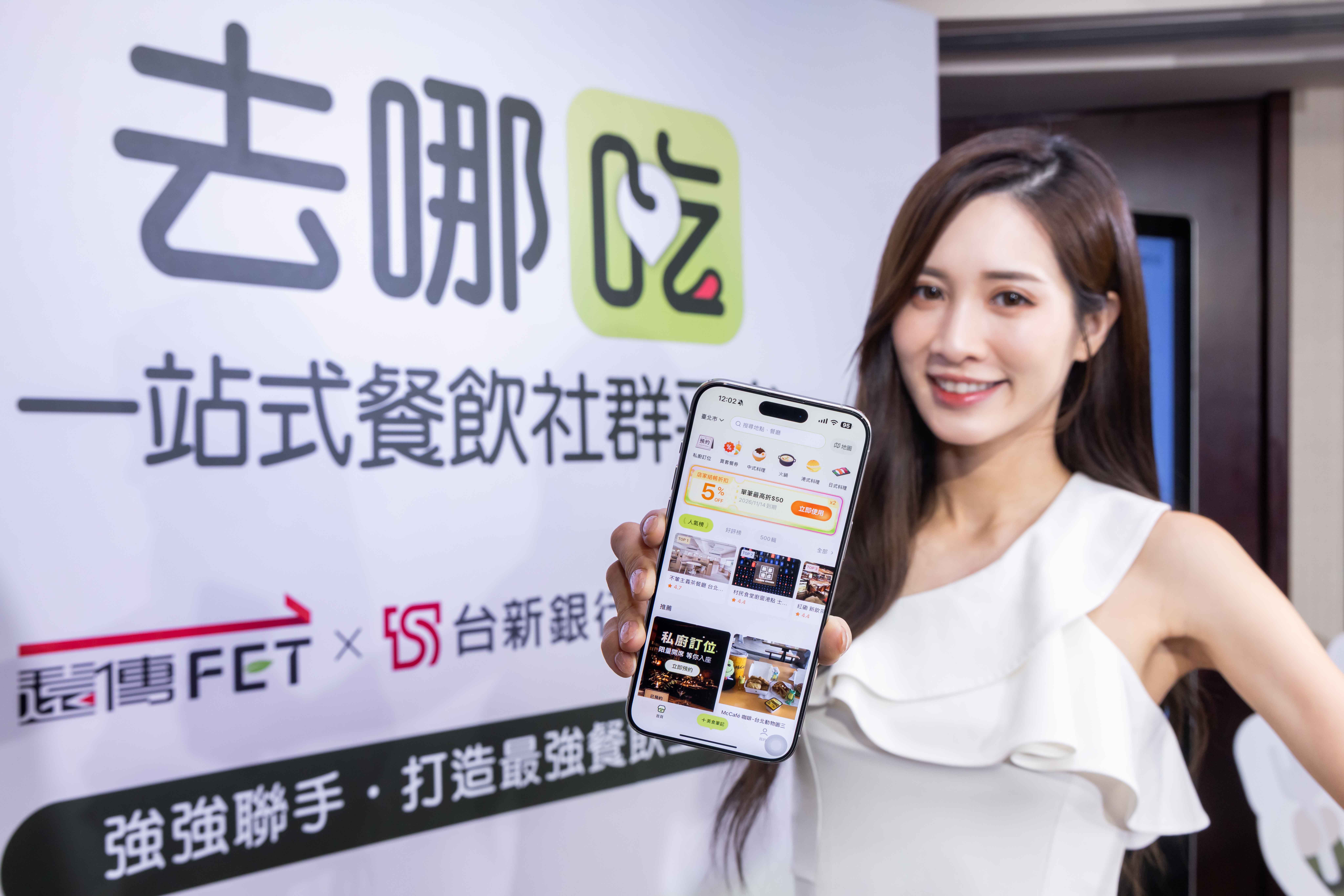 5_「去哪吃Taste Taiwan」App，讓消費者能在單一平台完成「搜、訂、吃、評、分享」一條龍的需求，提升用餐體驗。即日起下載並完成註冊「去哪吃」App，於App內消費並使用「遠傳friDay聯名卡」結帳，最高能享 10% 遠傳幣回饋。